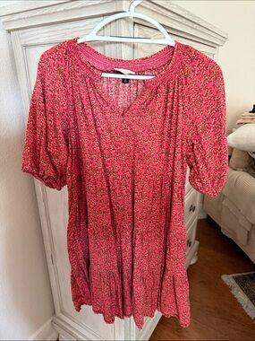 Universal Thread Pink Floral Short-Sleeve Tunic Dress
